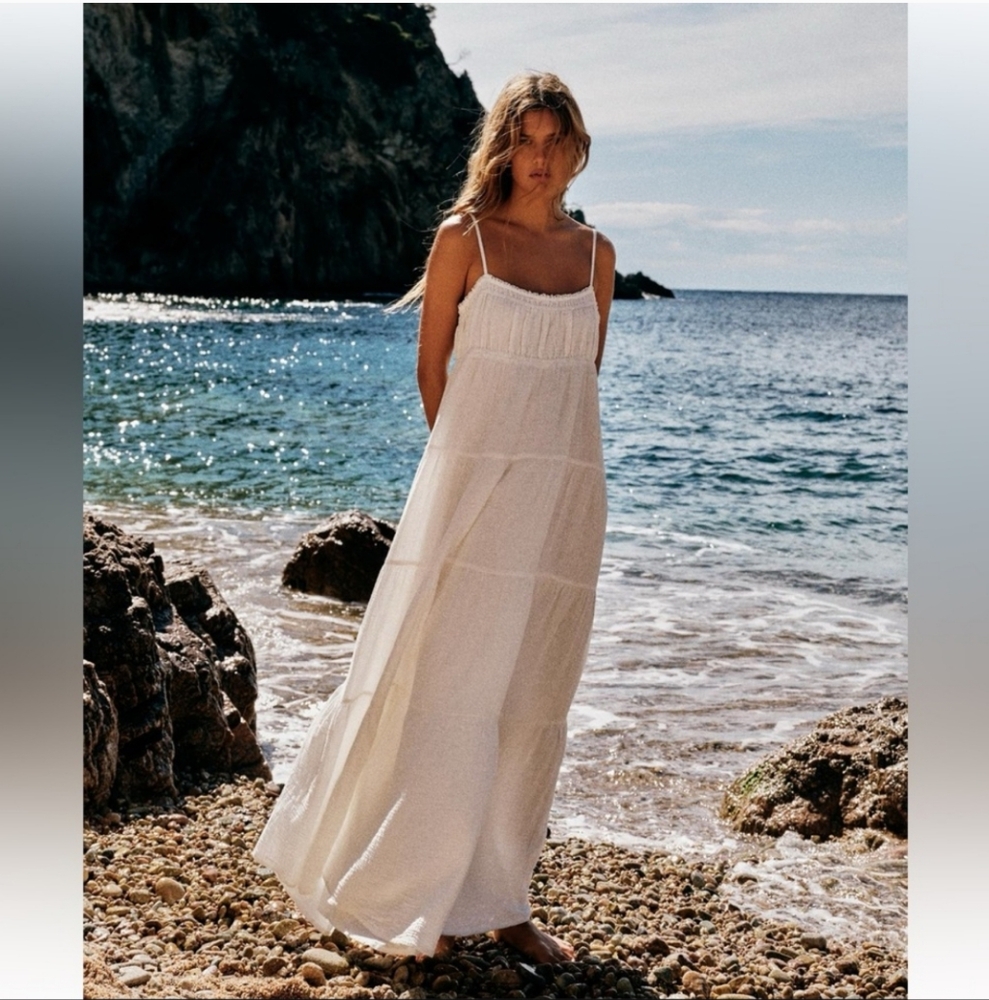 Zara Cotton Maxi Dress White NWT size XL - Picture 3 of 16